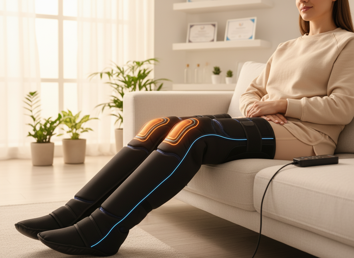 360° Air Compression Leg Massager with Heat – Circulation & Recovery Device | Nuvvion